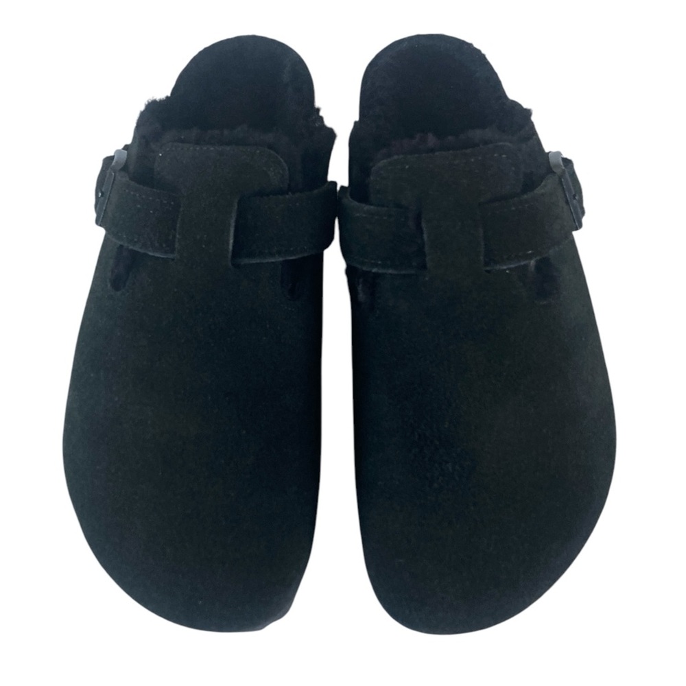 Birkenstock Boston Black Shearling lined clogs women's size 38 US 7